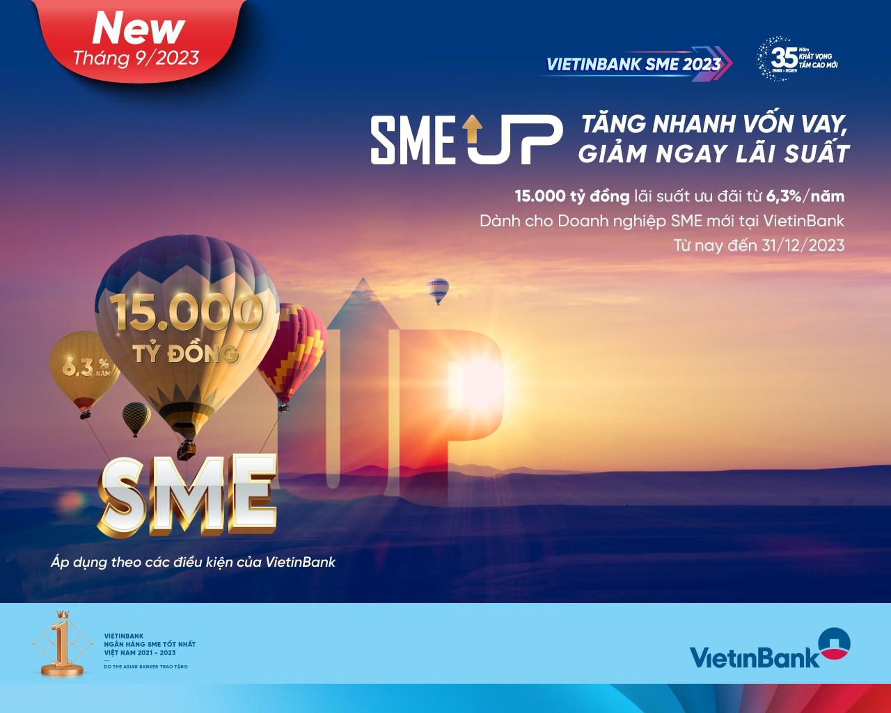 VietinBank tiếp tục giảm lãi suất cho vay doanh nghiệp vừa và nhỏ chỉ từ 6,3%.