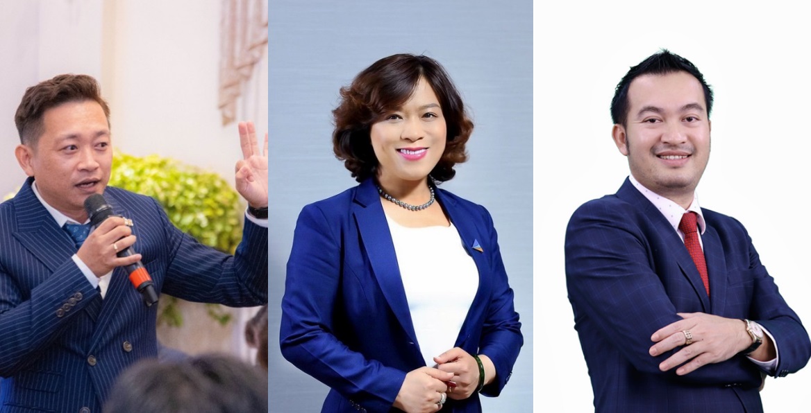 Từ phải qua: ông Nguyễn Thái Bình, bà Phạm Thị Nguyên Thanh, ông Nguyễn Minh Hoàng.